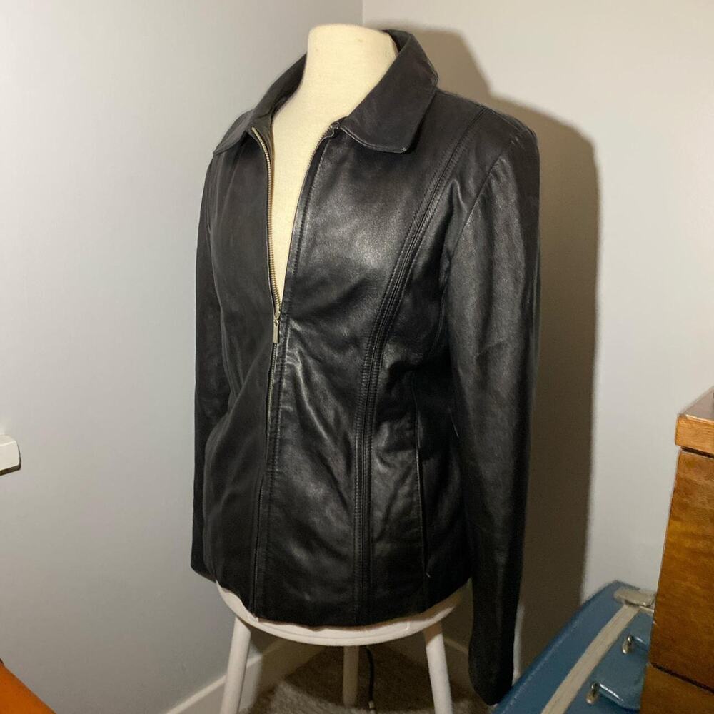 Vintage Sonoma 100% Lambskin Leather Jacket Black size large - Picture 3 of 6